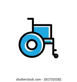 Wheelchair flat icon. Design template vector