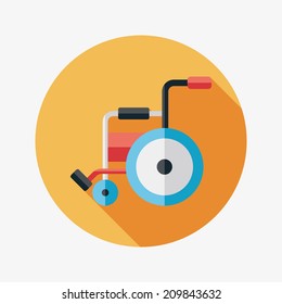 Wheelchair flat icon with long shadow