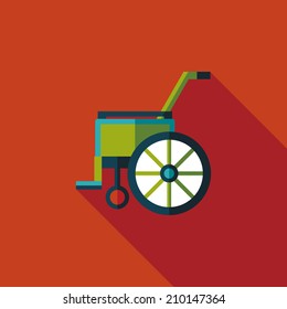 Wheelchair flat icon with long shadow