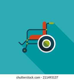 Wheelchair flat icon with long shadow