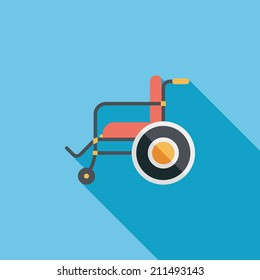 Wheelchair flat icon with long shadow
