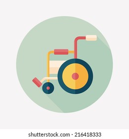 Wheelchair flat icon with long shadow