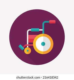 Wheelchair flat icon with long shadow