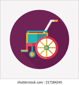 Wheelchair flat icon with long shadow