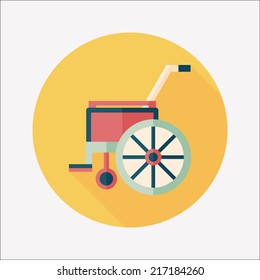 Wheelchair flat icon with long shadow