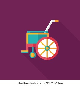 Wheelchair flat icon with long shadow
