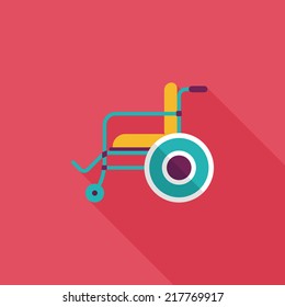 Wheelchair flat icon with long shadow
