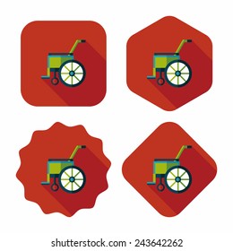 Wheelchair flat icon with long shadow