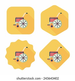 Wheelchair flat icon with long shadow