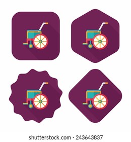 Wheelchair flat icon with long shadow