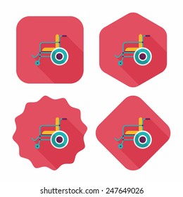 Wheelchair flat icon with long shadow