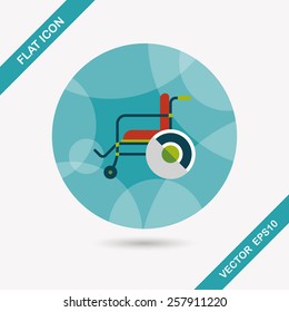 Wheelchair flat icon with long shadow