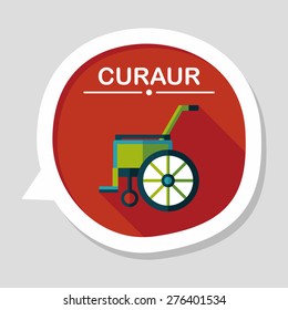 Wheelchair flat icon with long shadow