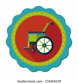 Wheelchair flat icon with long shadow