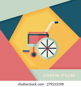 Wheelchair flat icon with long shadow