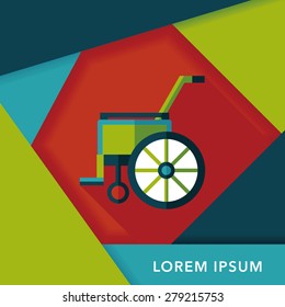 Wheelchair flat icon with long shadow