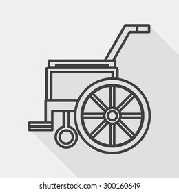 Wheelchair flat icon with long shadow, line icon