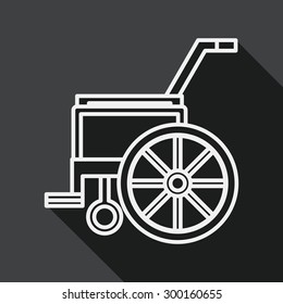 Wheelchair flat icon with long shadow, line icon