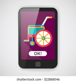 Wheelchair flat icon with long shadow