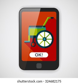 Wheelchair flat icon with long shadow