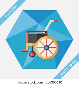 Wheelchair flat icon with long shadow