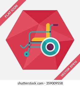 Wheelchair flat icon with long shadow