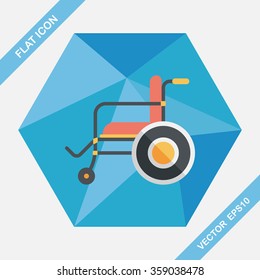 Wheelchair flat icon with long shadow