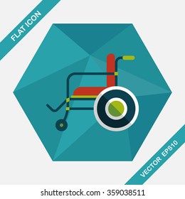 Wheelchair flat icon with long shadow