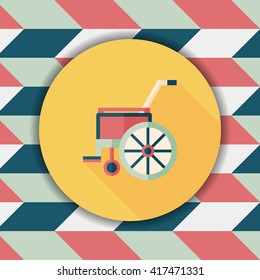 Wheelchair flat icon with long shadow