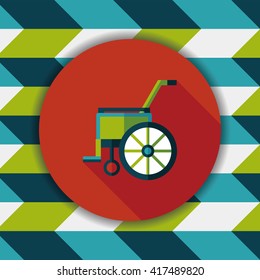 Wheelchair flat icon with long shadow