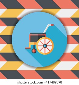 Wheelchair flat icon with long shadow