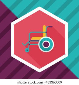 Wheelchair flat icon with long shadow