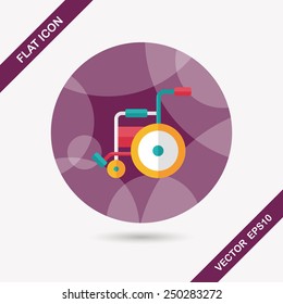 Wheelchair flat icon with long shadow,eps10
