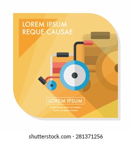 Wheelchair flat icon with long shadow,eps10