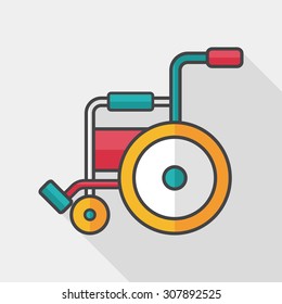 Wheelchair flat icon with long shadow,eps10