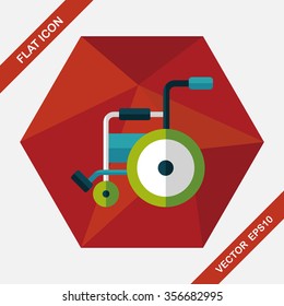 Wheelchair flat icon with long shadow,eps10