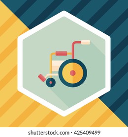 Wheelchair flat icon with long shadow,eps10