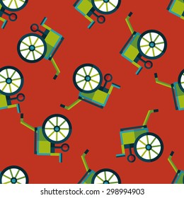 Wheelchair flat icon seamless pattern background