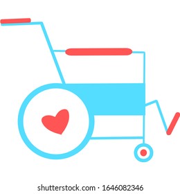 Wheelchair flat icon. Vector wheelchair icon. Attractive and Beautifully or Faithfully Designed Wheelchair Icon. Wheelchair, handicapped or accessibility parking or access sign flat for apps and print