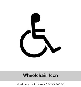 Wheelchair flat icon. Vector wheelchair icon on white background