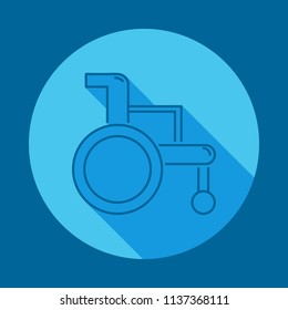 Wheelchair flat long shadow icon. Element of medicine icon for mobile concept and web apps. Long shadow Wheelchair icon can used for web and mobile on blue background