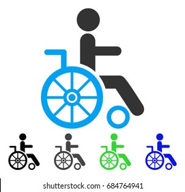 Wheelchair flat vector icon. Colored wheelchair gray, black, blue, green icon versions. Flat icon style for graphic design.