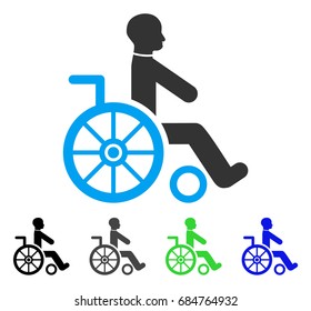Wheelchair flat vector pictogram. Colored wheelchair gray, black, blue, green icon versions. Flat icon style for web design.