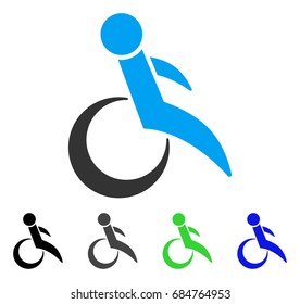 Wheelchair flat vector pictograph. Colored wheelchair gray, black, blue, green pictogram variants. Flat icon style for application design.