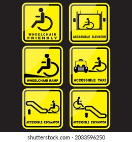 wheelchair friendly, sticker and label vector