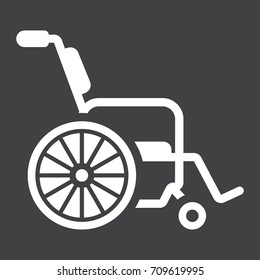 Wheelchair glyph icon, medicine and healthcare, disabled sign vector graphics, a solid pattern on a black background, eps 10.
