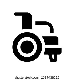 wheelchair glyph icon. Strong and solid vector icon for websites, mobile interfaces, presentations, and visual branding. High quality and easy to edit.