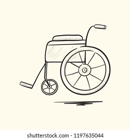 Wheelchair. Hand drawn vector illustration.