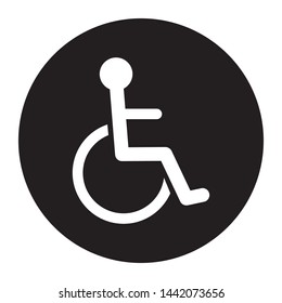 Wheelchair handicap icon design in black circle. Vector Disabled handicap icon design. Vector illustration.