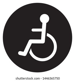 Wheelchair handicap icon design in black circle. Vector Disabled handicap icon design. Vector illustration.